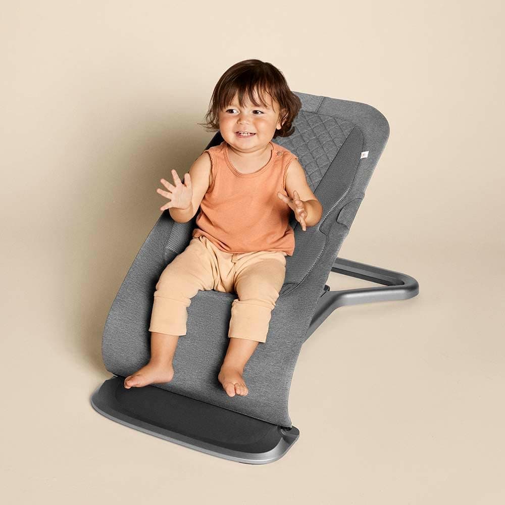 Ergobaby Evolve 3-in-1 Bouncer Seat for Babies and Toddlers 5.5-25lbs - Multi Position Baby Rocker Seat with Adjustable Heights, Secure Harness, Newborn Insert - Charcoal