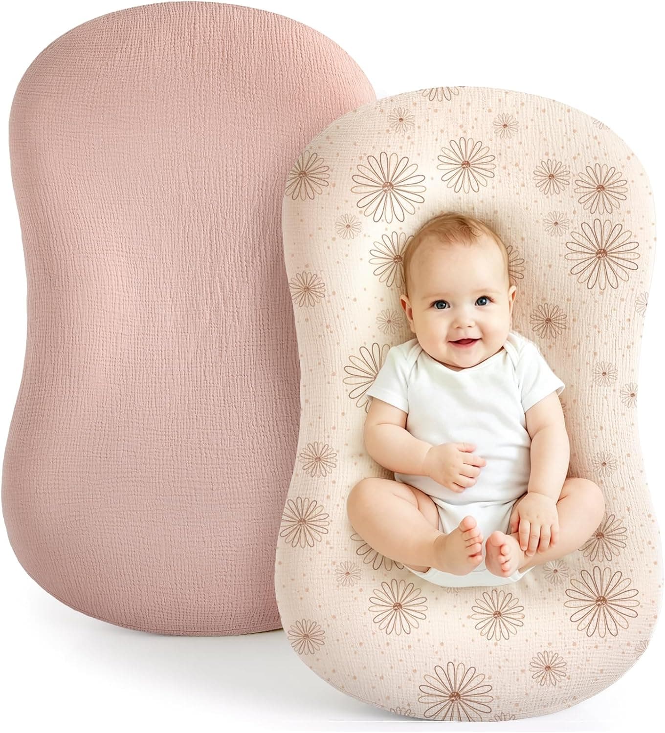 Termichy Muslin Baby Lounger Covers: 30x20" Fitted for Snuggle Me Lounger