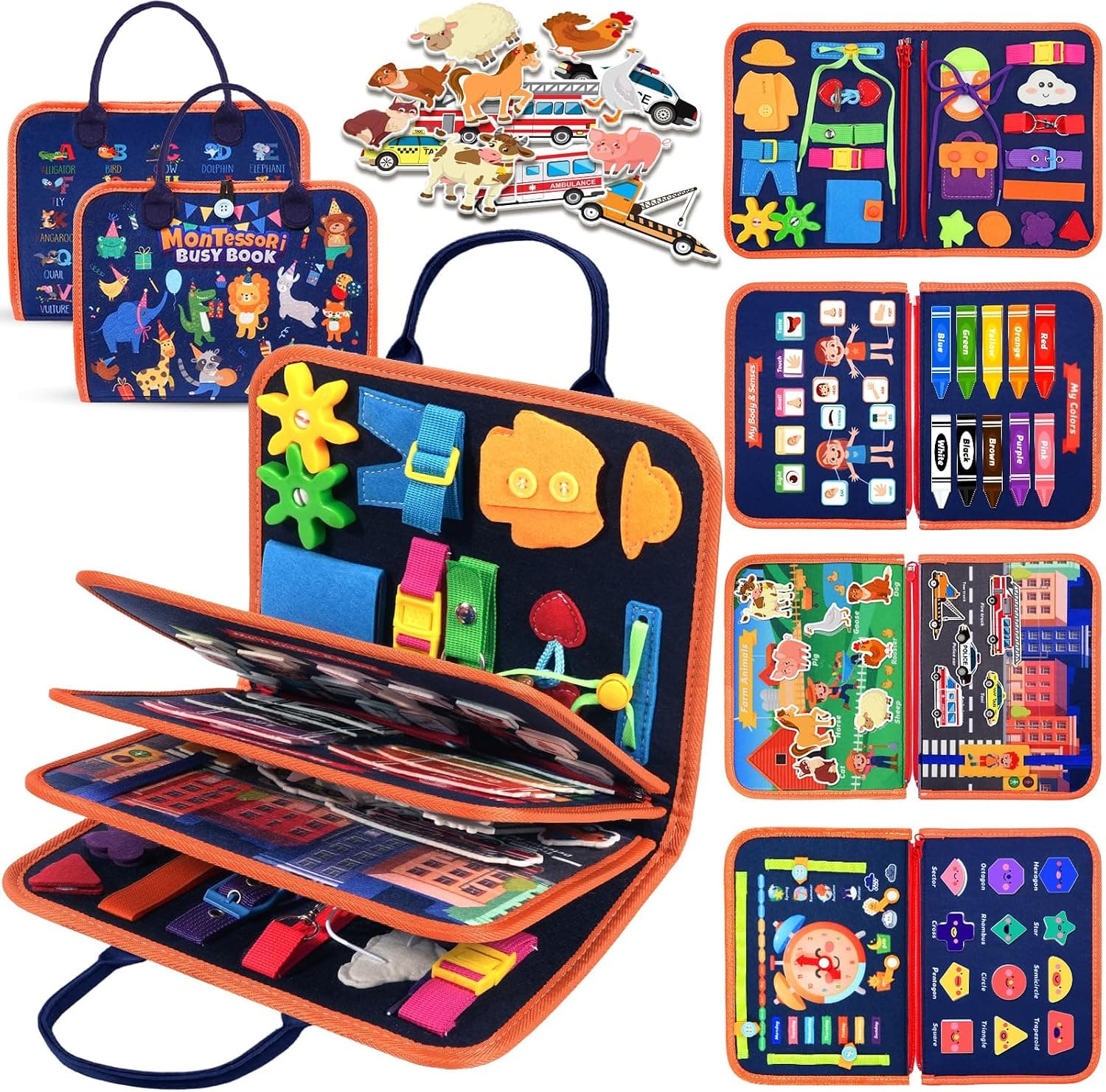 ZOOI Toddler Toys Busy Board - Montessori Toys for 1-5 Year Old Boy Girl Birthday Gifts for Kids, Sensory Toys Baby Essentials, Busy Book for Toddlers 1-5 Year Old, Airplane Activities Toys Gifts