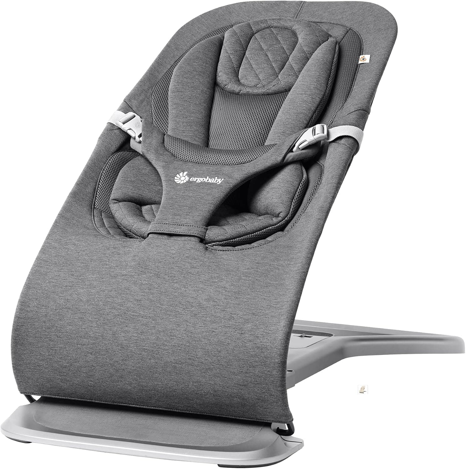 Ergobaby Evolve 3-in-1 Bouncer Seat for Babies and Toddlers 5.5-25lbs - Multi Position Baby Rocker Seat with Adjustable Heights, Secure Harness, Newborn Insert - Charcoal