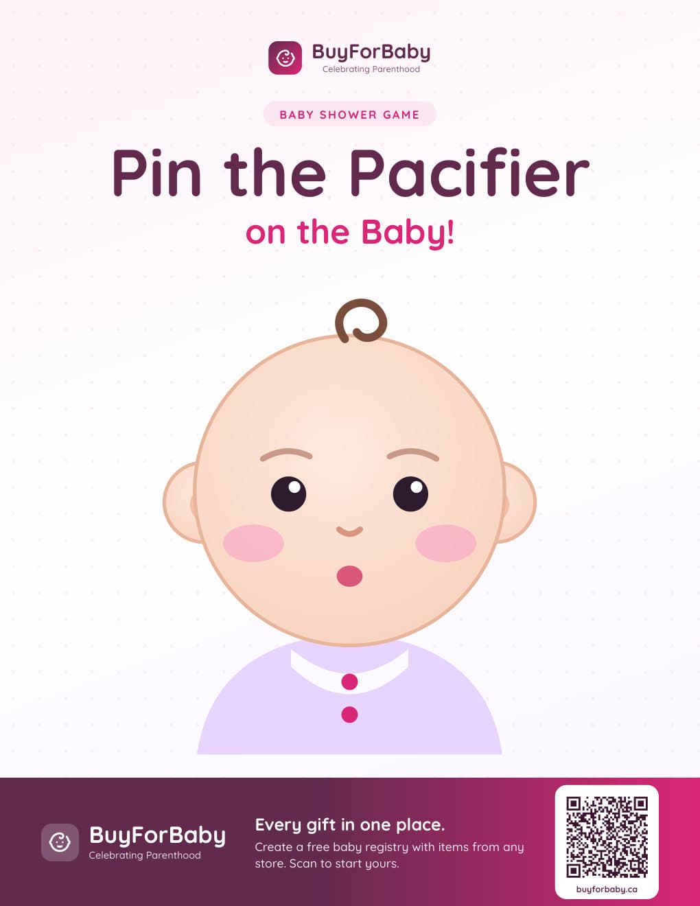 Pin the Pacifier poster with a cartoon baby